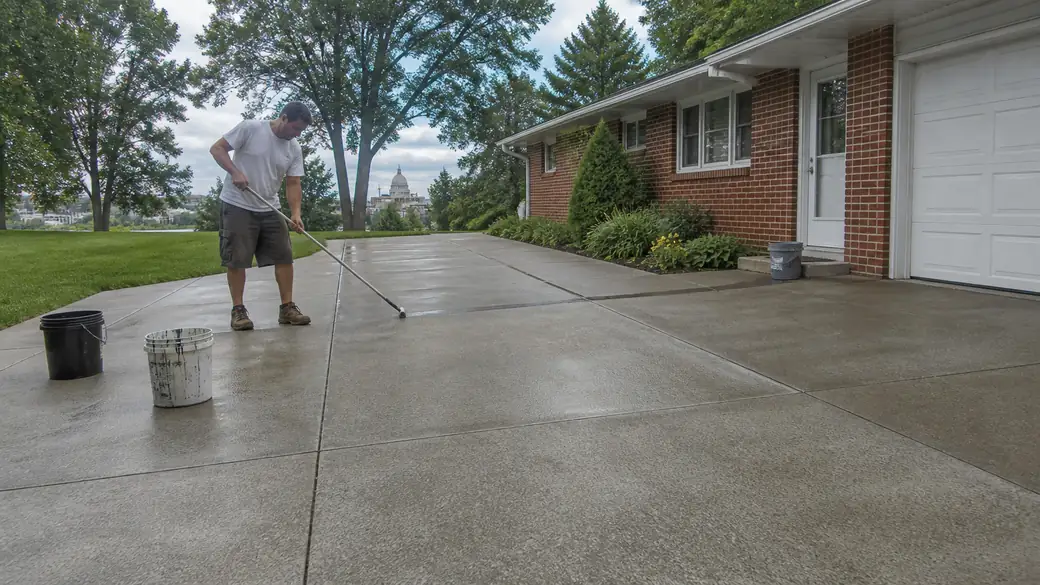 roof sealing completed by a local contractor at a red-brick ranch home in Madison, WI, after a rain shower.